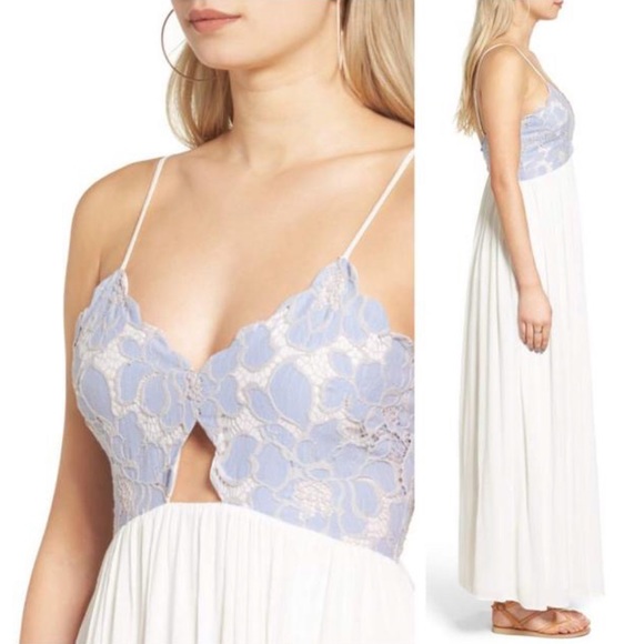 Tularosa Lace Bryce Maxi Dress In Blue Cream - Picture 2 of 7
